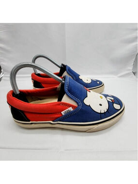 Vans Hello Kitty Classic Slip-On Shoes Size 7 Blue Red Canvas Sneakers